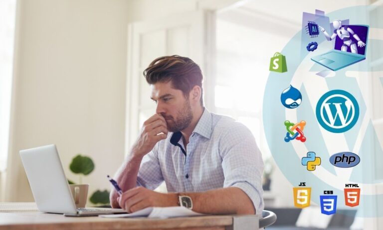 A man thinking for the Right Website Platform